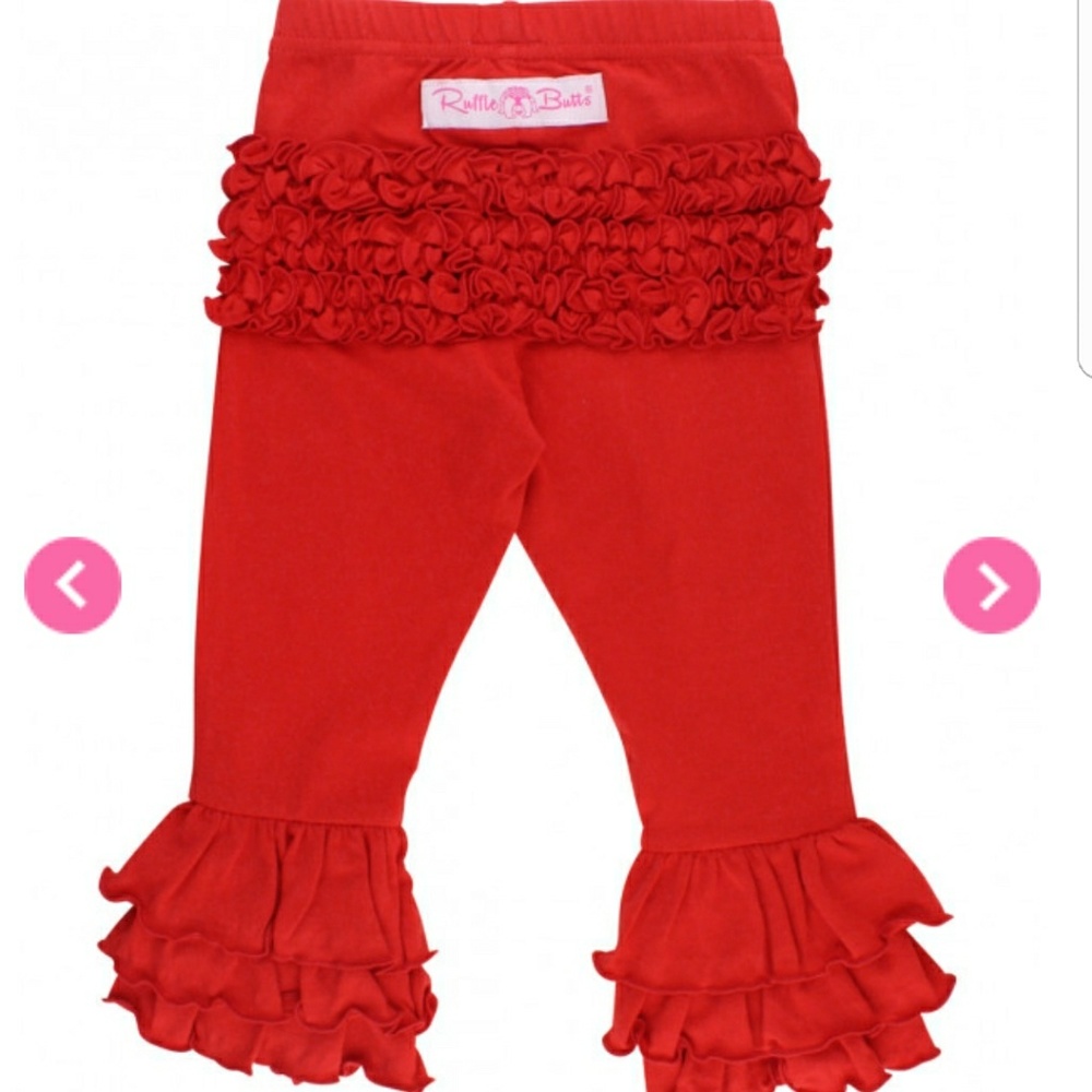 EUC Ruffle Butts Red pants 3-6months